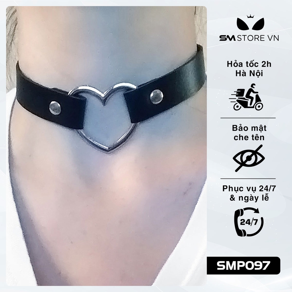 SMP097 - Vòng cổ choker trái tim rỗng với thiết kế đính đinh tán