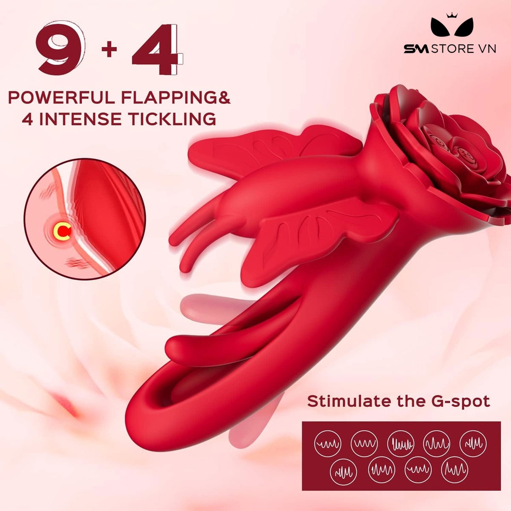 SMT2826 - Máy rung liếm hình bướm hoa điều khiển sạc điện dài 155mm