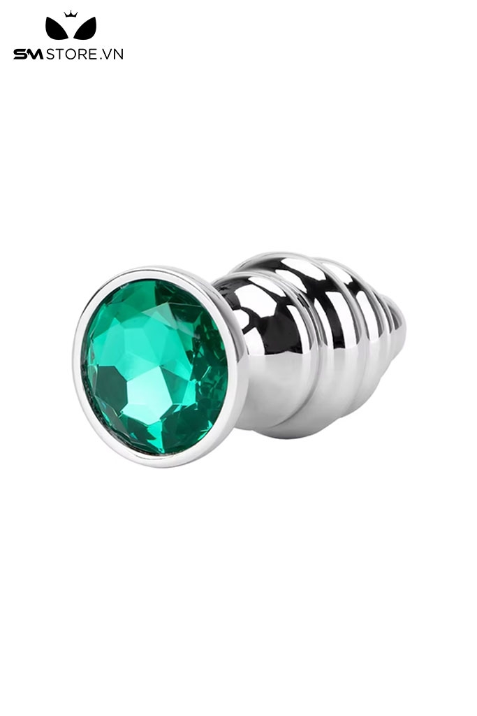 SMT2622 - butt plug inox cắm hậu môn xoắn ốc đính ngọc có 3 size
