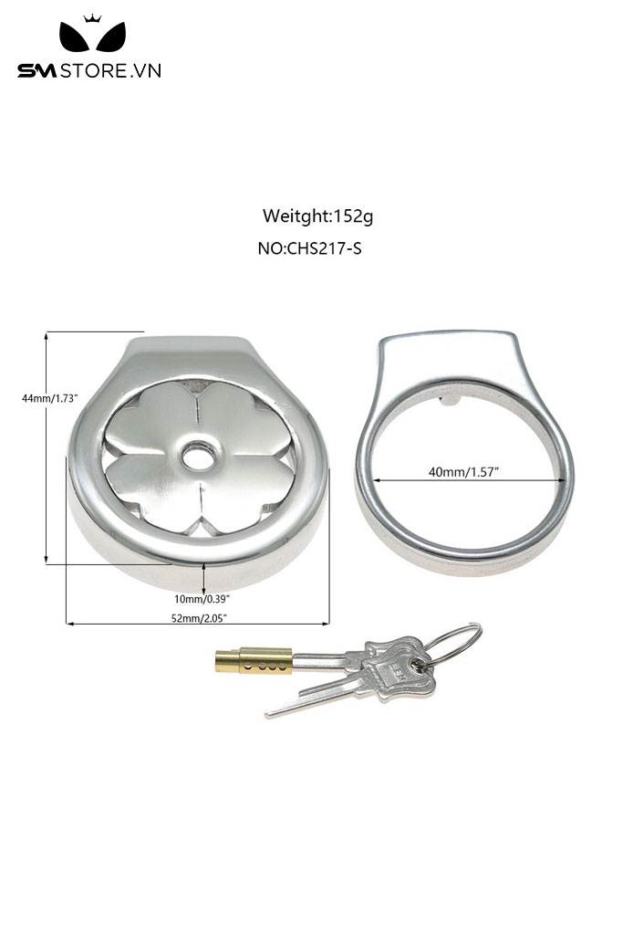 SMT2638 - Khóa dương vật inox mặt dẹt hình cỏ ba có 4 nhánh