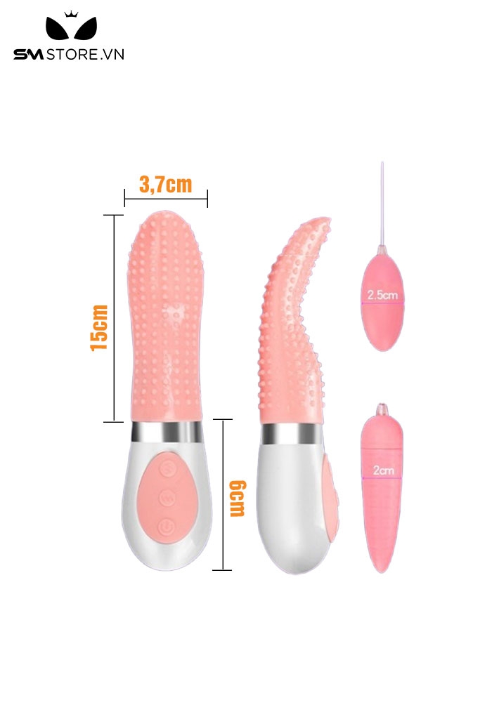 SMT513 - Luỡi rung silicon có gai màu hồng sạc pin tiện lợi