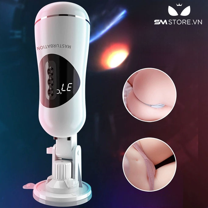 SMT524 - Cốc thủ dâm có rung sưởi ấm dính tường màu trắng