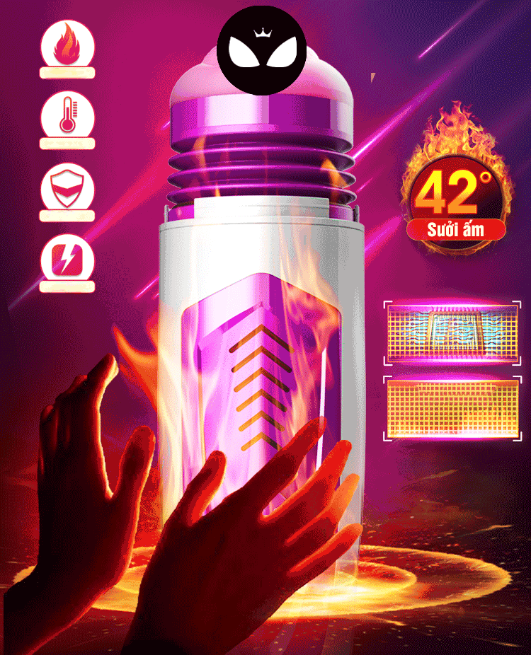 SMT544 - Cốc thủ dâm silicon tỏa nhiệt rung thụt tự động dài 29cm