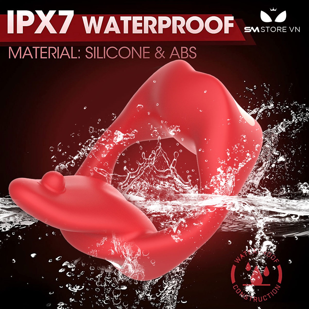 SMT2272 - Vòng rung dương vật silicon có lưỡi và 10 chế độ sạc điện