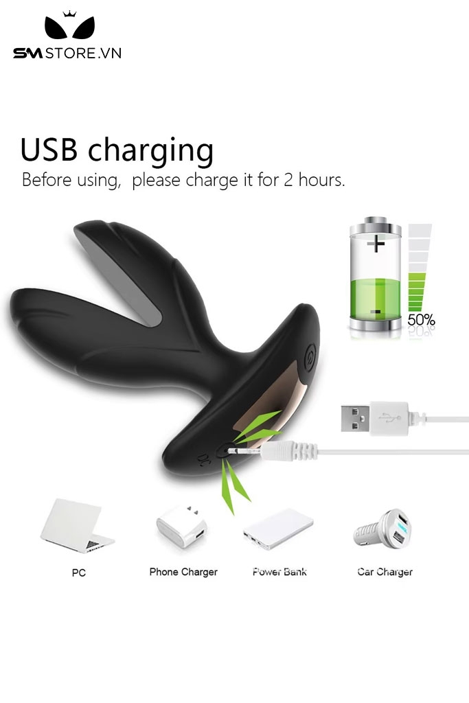 SMT2231 - Máy rung hậu môn silicon 2 nhánh có sốc điện dài 10.7cm