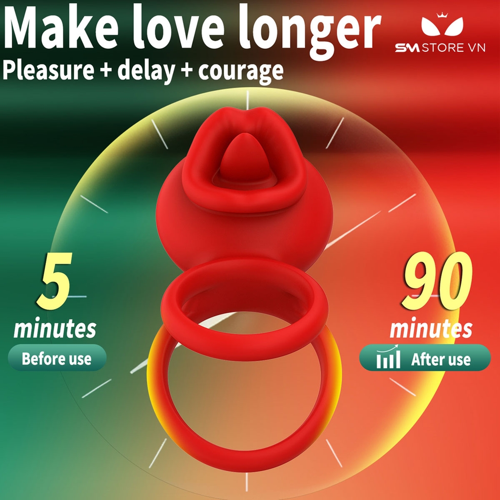 SMT2378 - Vòng đeo dương vật có lưỡi liếm điều khiển xa sạc điện