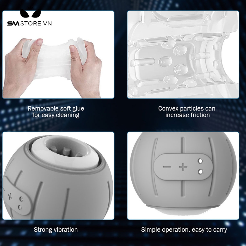 SMT1391 - Cốc thủ dâm silicon tăng kích thước dildo có 6 chế độ rung