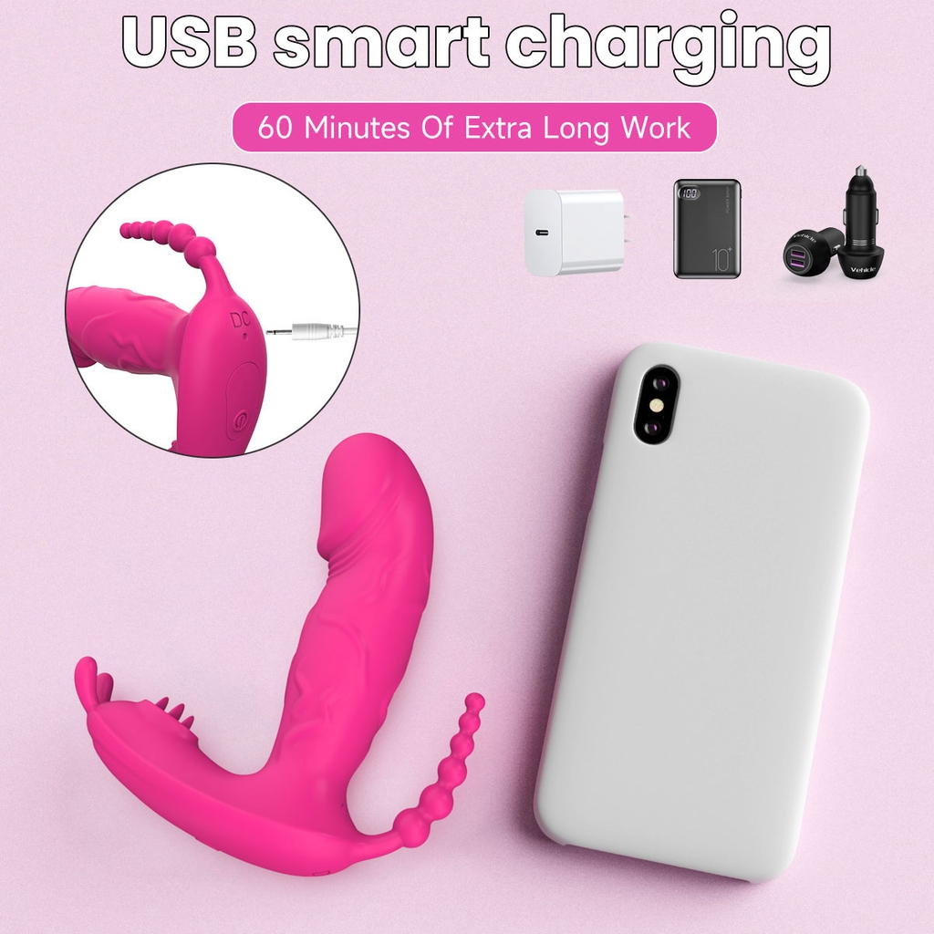 SMT2738 - Máy rung 2 đầu tai thỏ có lưỡi liếm có 9 tần số sạc điện