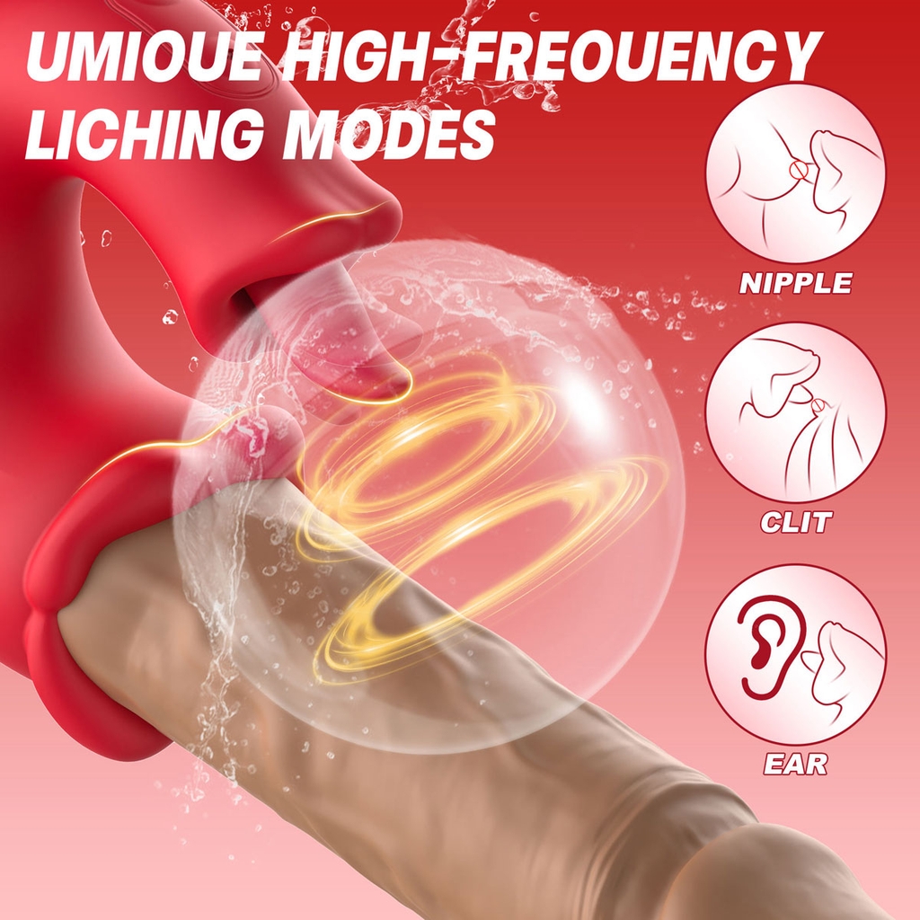 SMT2178 - Dương vật giả 2 đầu rung thịt có lưỡi liếm dài 20.6cm