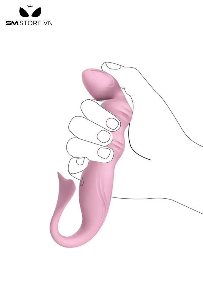 SMT1593 - Máy rung 10 tần số anal bead silicon màu hồng dài 18cm