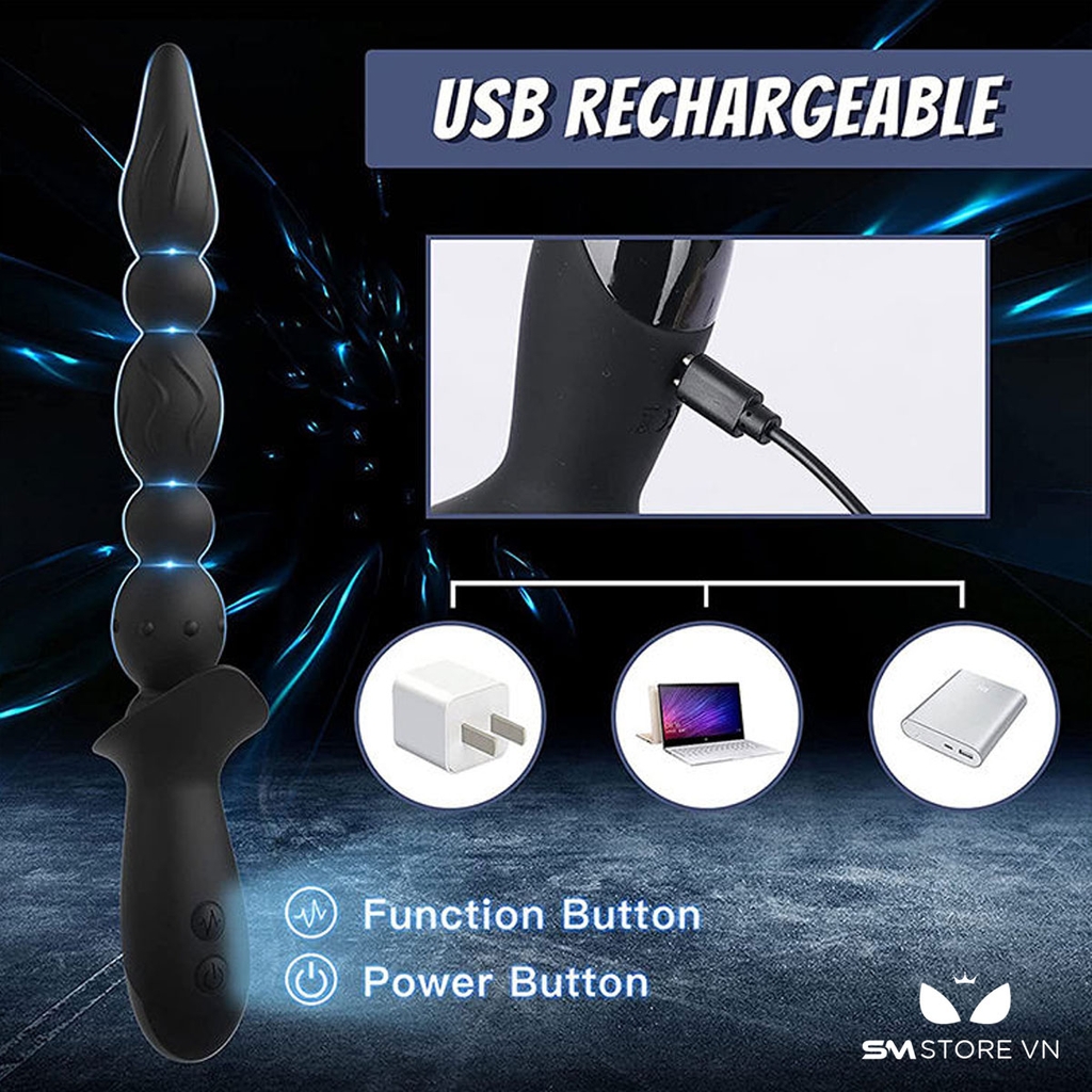 SMT1564 - Anal bead có 10 tần số rung dài 26.1cm dùng sạc điện