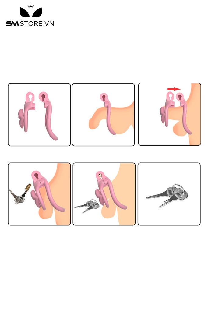 SMT2685 - Khóa trinh tiết nắp nồi nhựa hình môi kèm 4 vòng khóa
