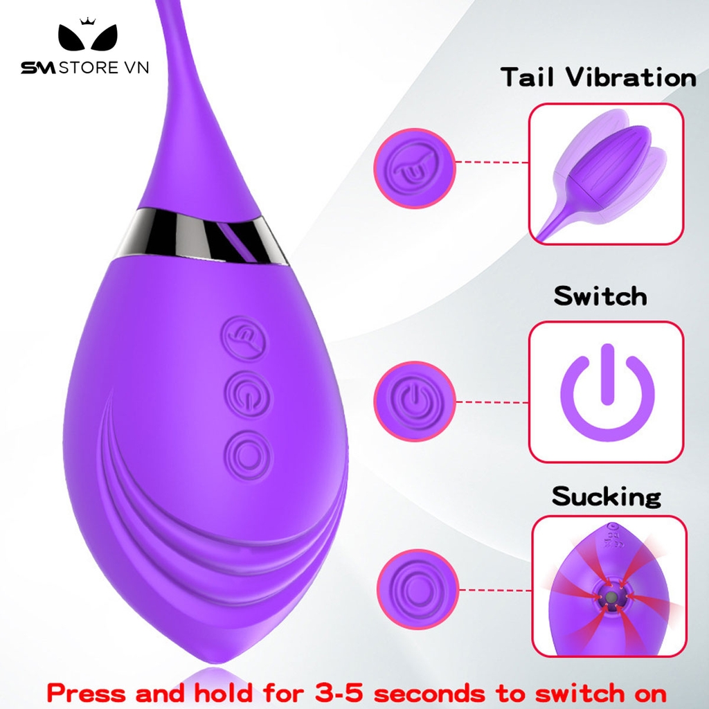 SMT1932 - Trứng rung hút 2 đầu silicon dài 32cm sạc điện chống nước