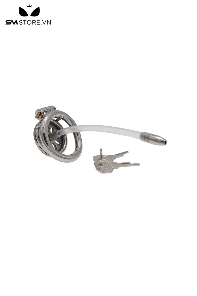 SMT860 - Khóa dương vật thép không gỉ kèm ống dẫn với 3 size