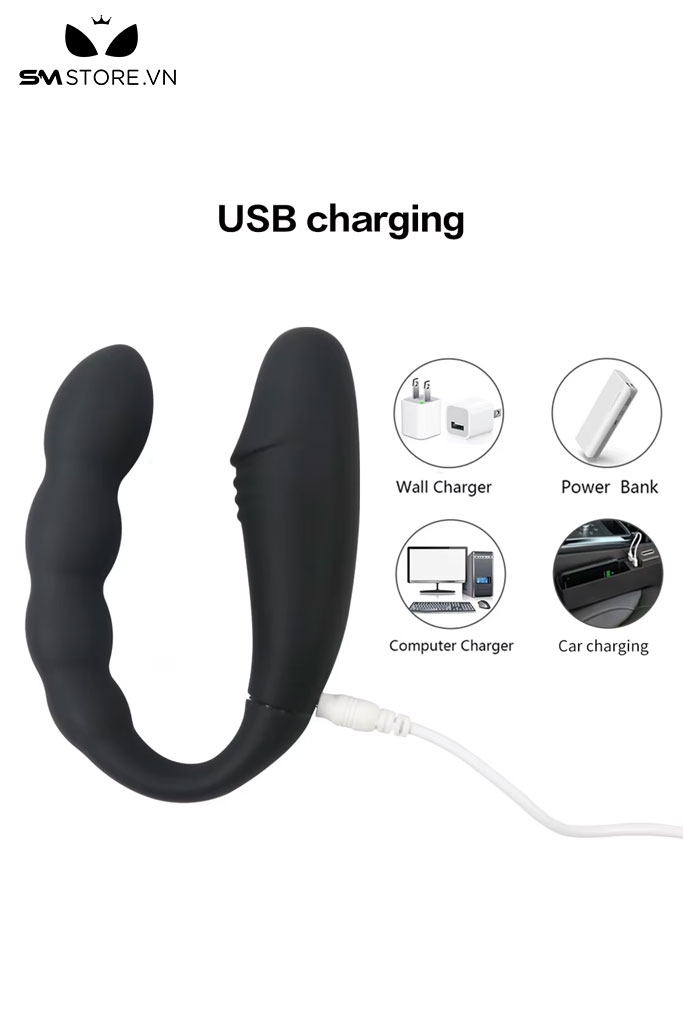 SMT1602 - Máy rung 2 đầu silicon hình chữ U có 10 chế độ dài 11.8cm