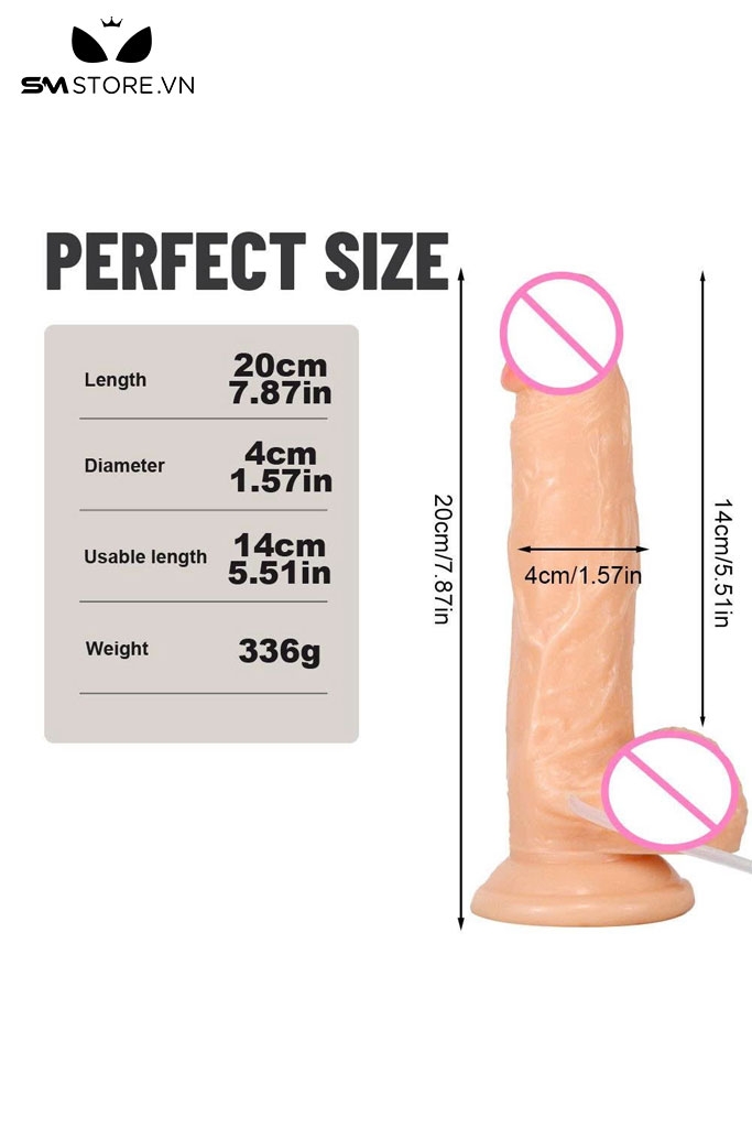 SMT1996 - Dương vật giả silicon mềm dẻo bắn tinh dài 18cm