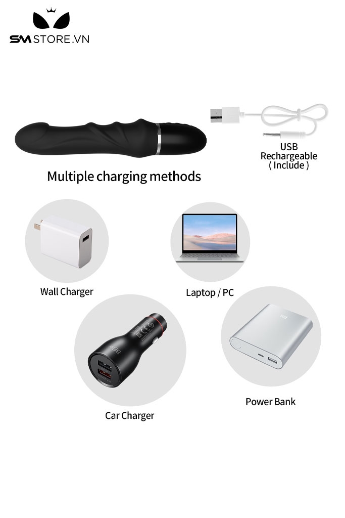 SMT2781 - Máy rung đầu dương vật silicon sạc điện có 10 chế độ