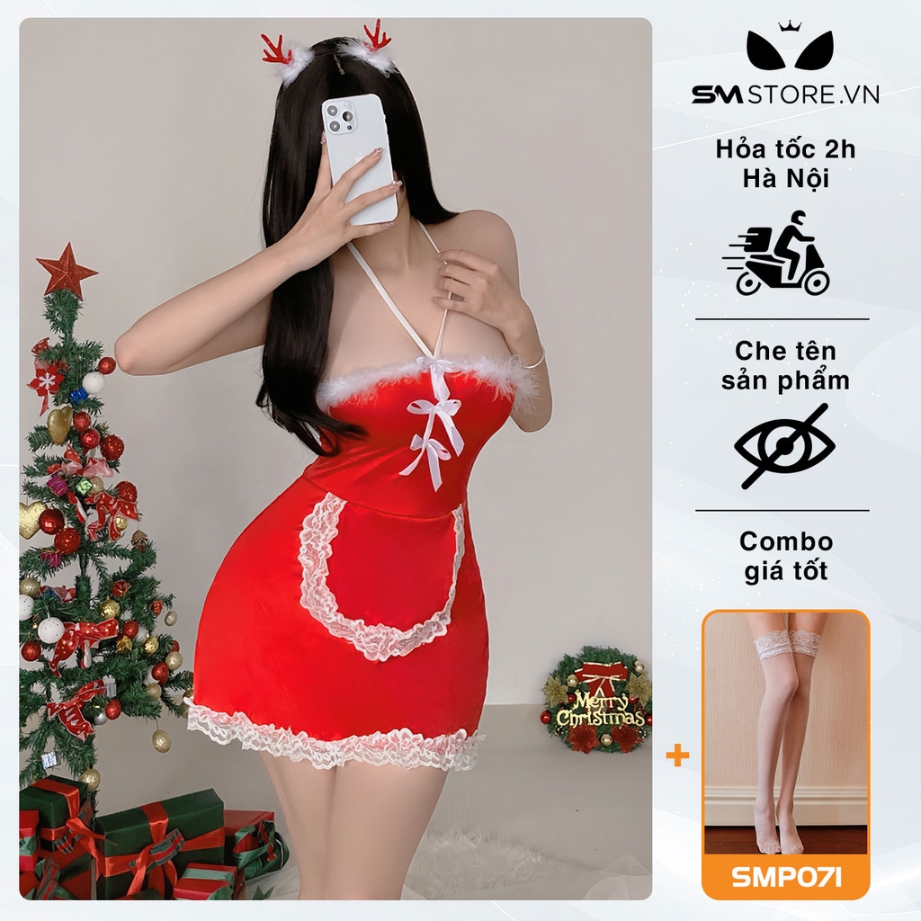 SMS487 - Cosplay bà già noel thiết kế cúp ngực ôm body