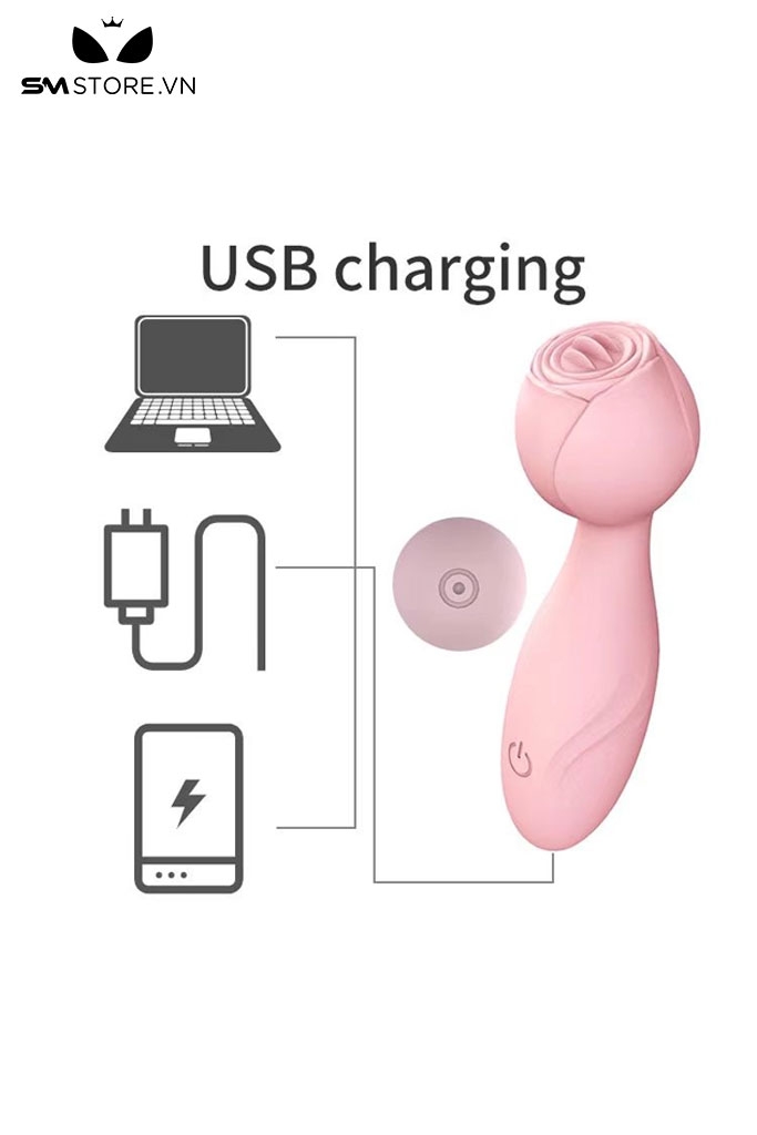 SMT2370 - Máy rung hình bông hoa hồng có lưỡi liếm có 7 tần số