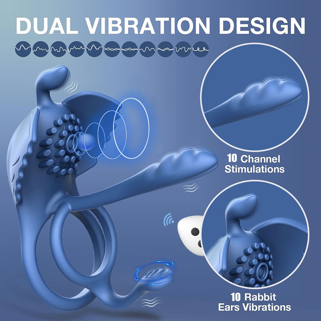 SMT1468 - Vòng rung dương vật silicon đường kính 30mm màu xanh