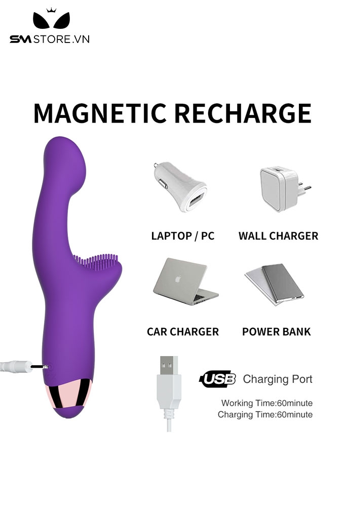 SMT1278 - Máy rung ngón tay silicon có 10 tần số có bề mặt gai