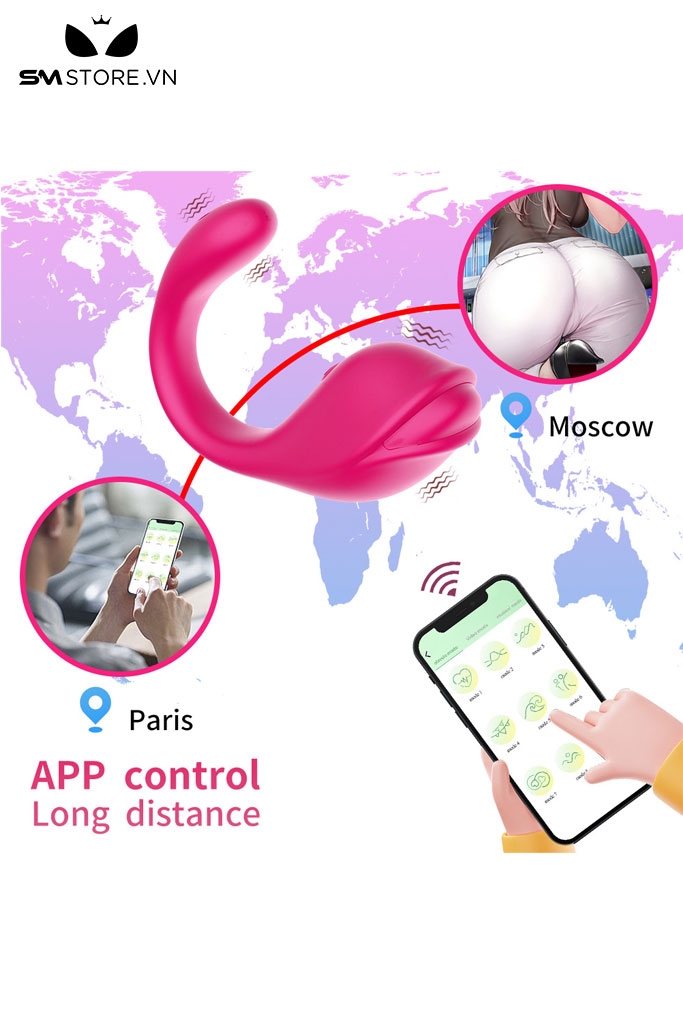 SMT2329 - Trứng rung hình con cá heo hồng 2 đầu điều khiển xa dài 16cm