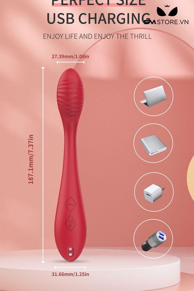 SMT2816 - Máy rung thanh cong có 9 chế độ sạc điện dài 187mm