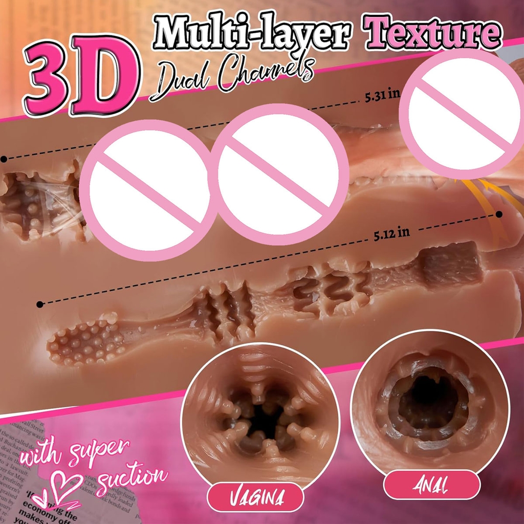 SMT2697 - Mông giả nguyên khối màu nâu chất liệu silicon có 2 lỗ