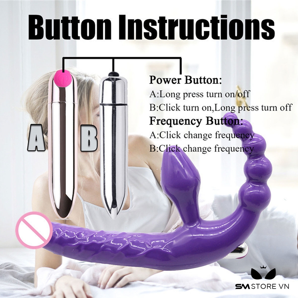 SMT1253 - Dương vật 3 đầu có phích cắm hậu môn 5 tầng dài 21cm