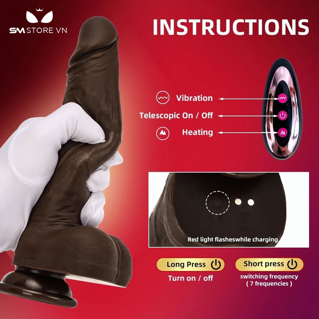 SMT2279 - Dương vật giả Châu Phi rung thụt điều khiển từ xa dài 21.5cm