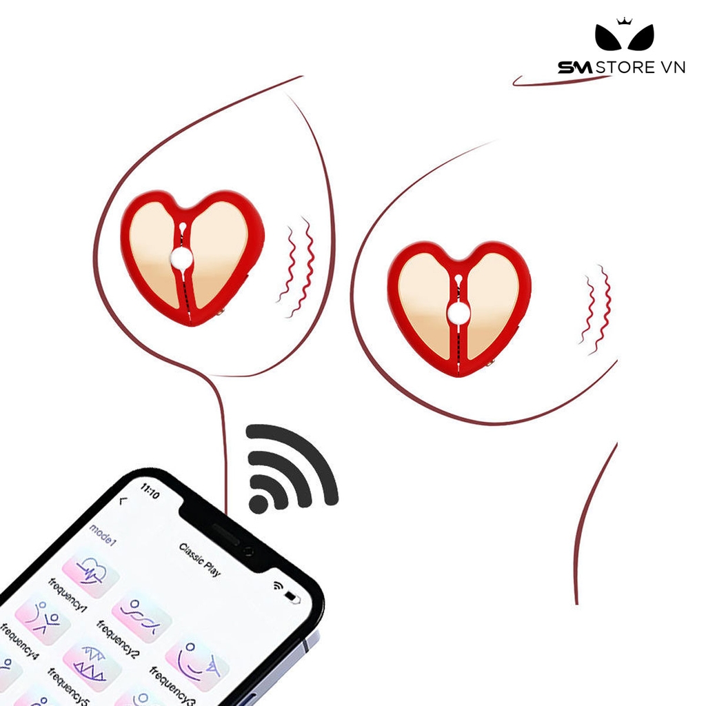 SMT1975 - Máy rung núm vú trái tim điều khiển qua APP sạc điện