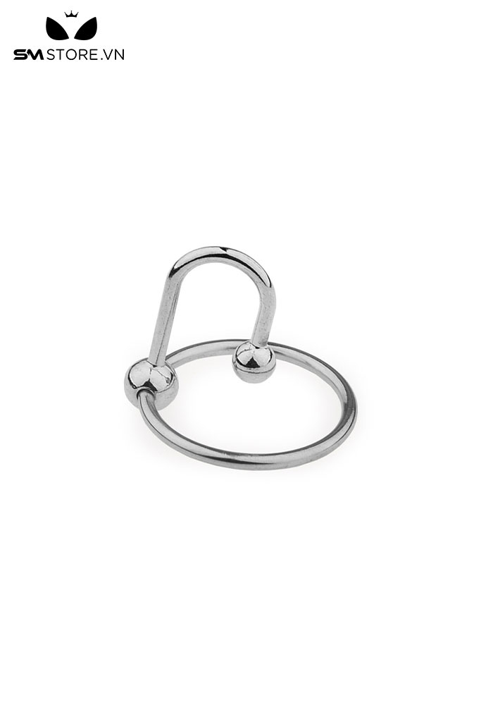 SMT565 - Vòng đeo dương vật inox có móc 2 bi kích thích niệu đạo