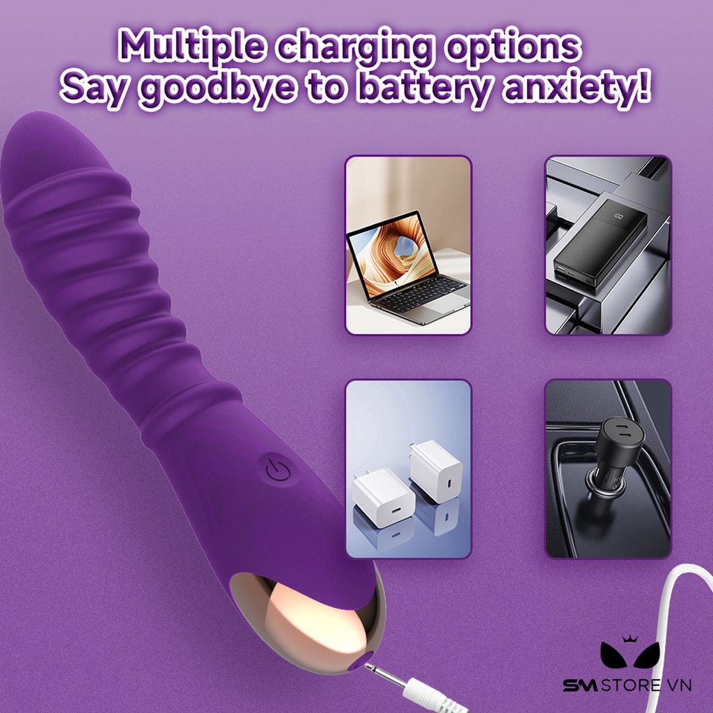 SMT2797 - Máy rung xoay đầu dương vật vân ngang dài 18cm