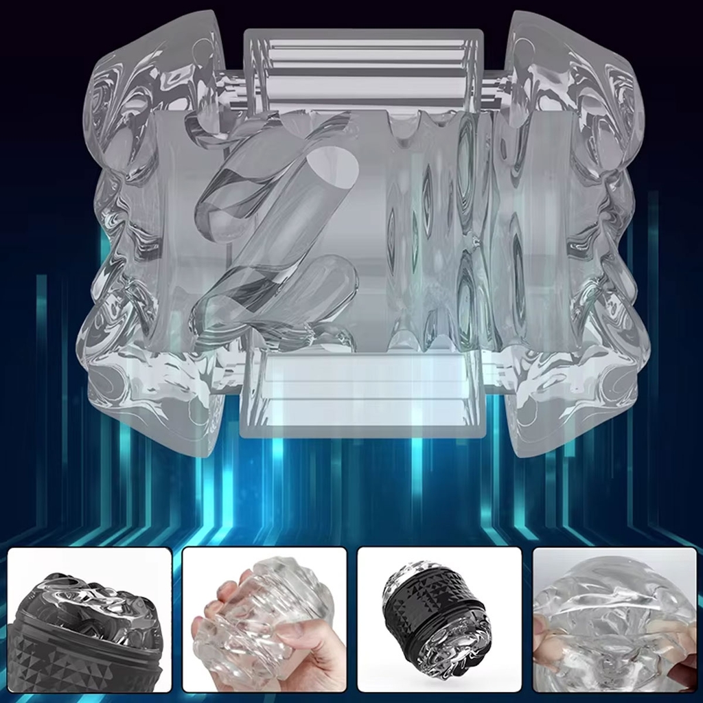 SMT1788 - Cốc thủ dâm hai đầu pha lê silicon trong suốt dài 4.5cm