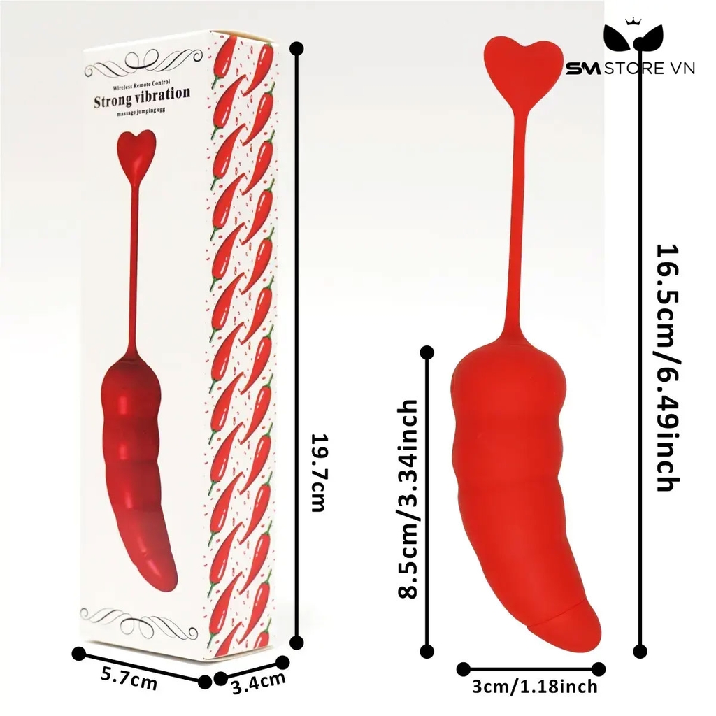 SMT1725 - Trứng rung ngụy trang quả ớt điều khiển từ xa dài 16.5cm