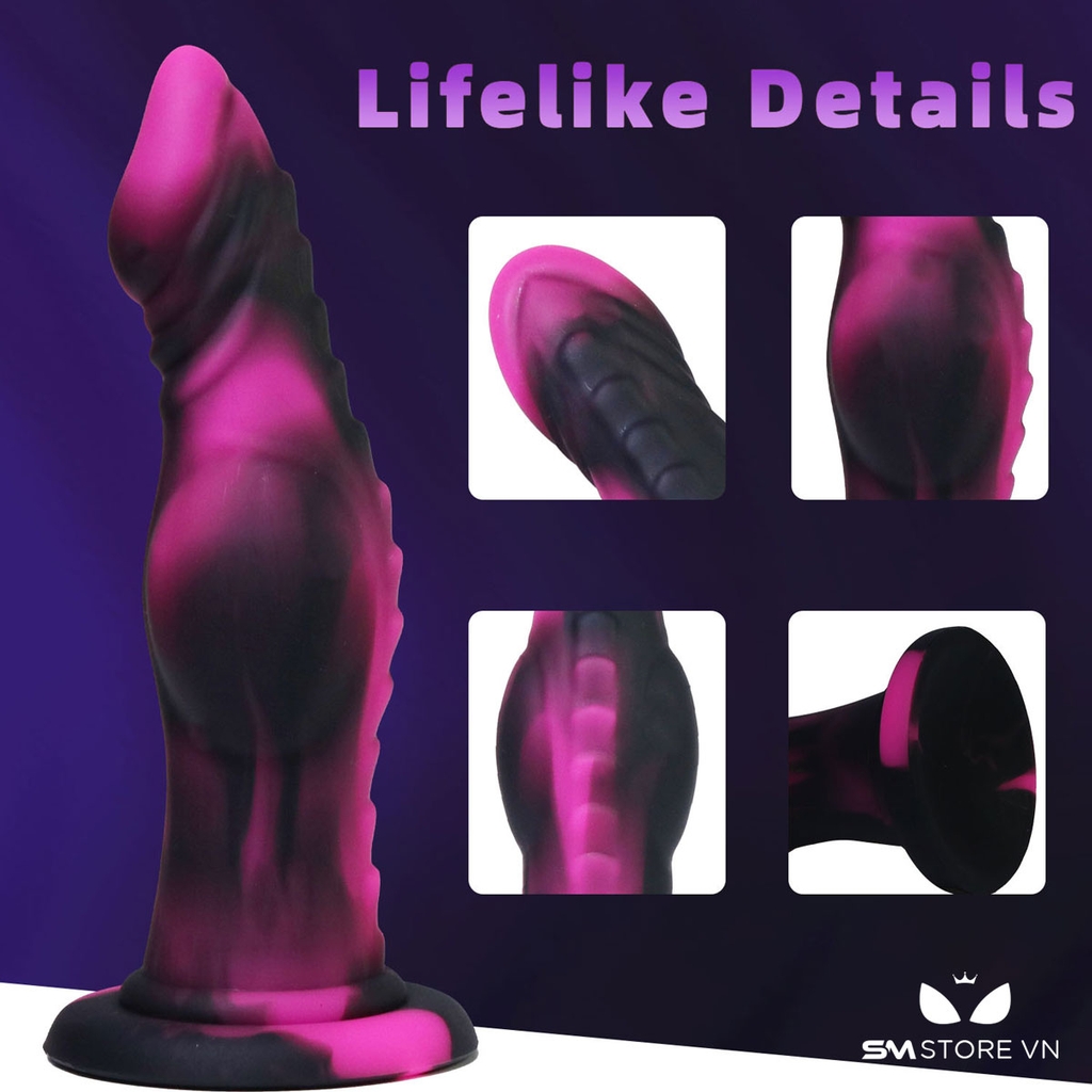 SMT2390 - Dương vật giả monster đen hồng silicon mềm dài 19cm