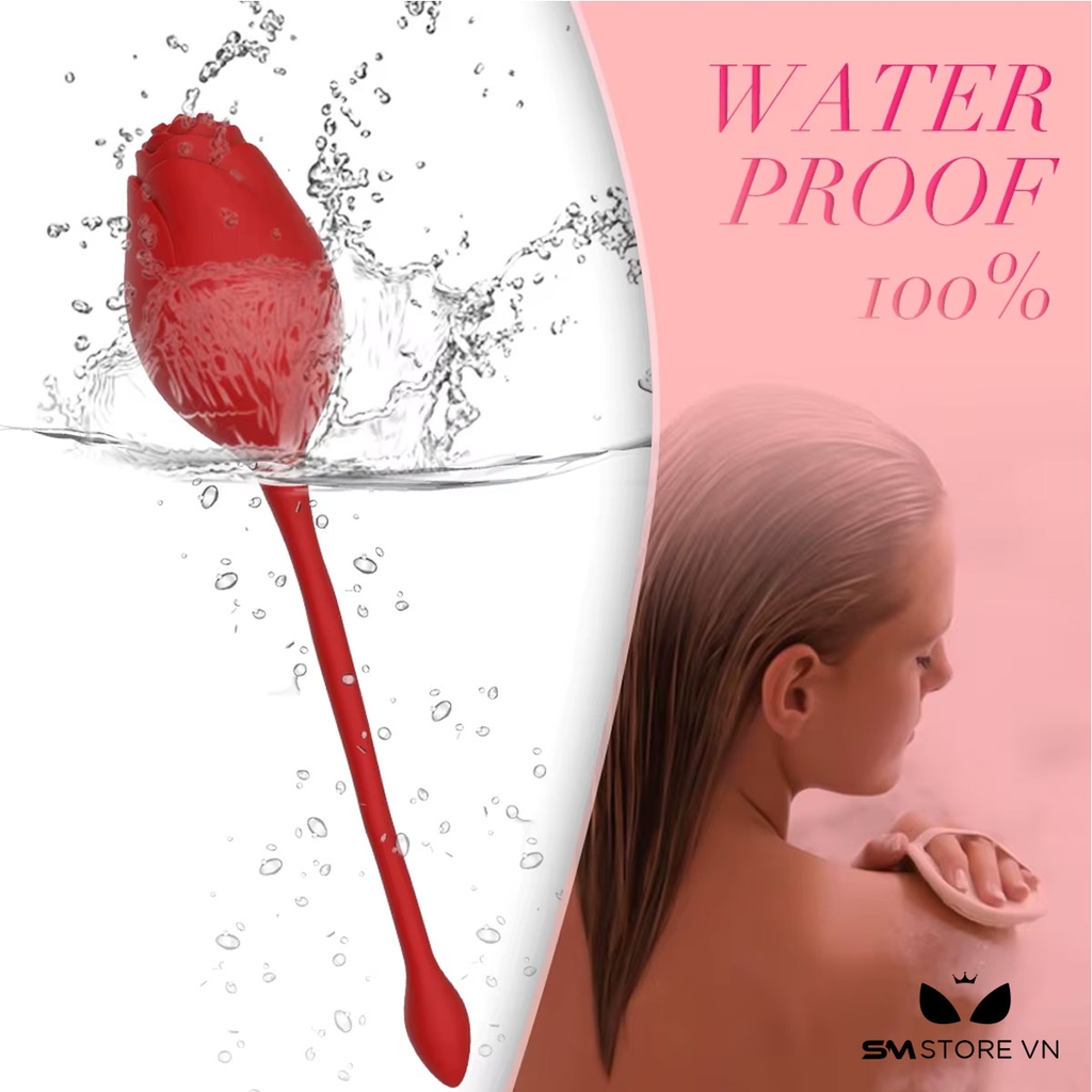 SMT1569 - Trứng rung 2 đầu hình hoa hồng điều khiển mini dài 19cm