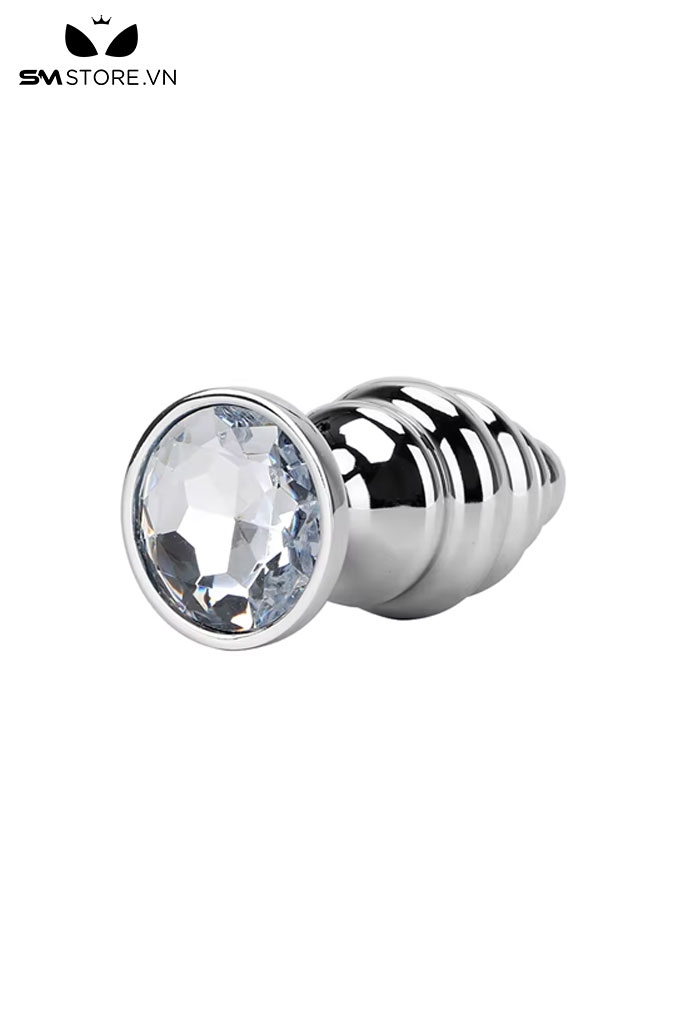 SMT2622 - butt plug inox cắm hậu môn xoắn ốc đính ngọc có 3 size