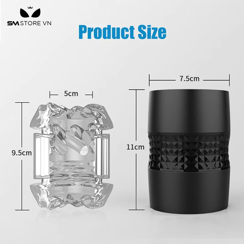 SMT1788 - Cốc thủ dâm hai đầu pha lê silicon trong suốt dài 4.5cm