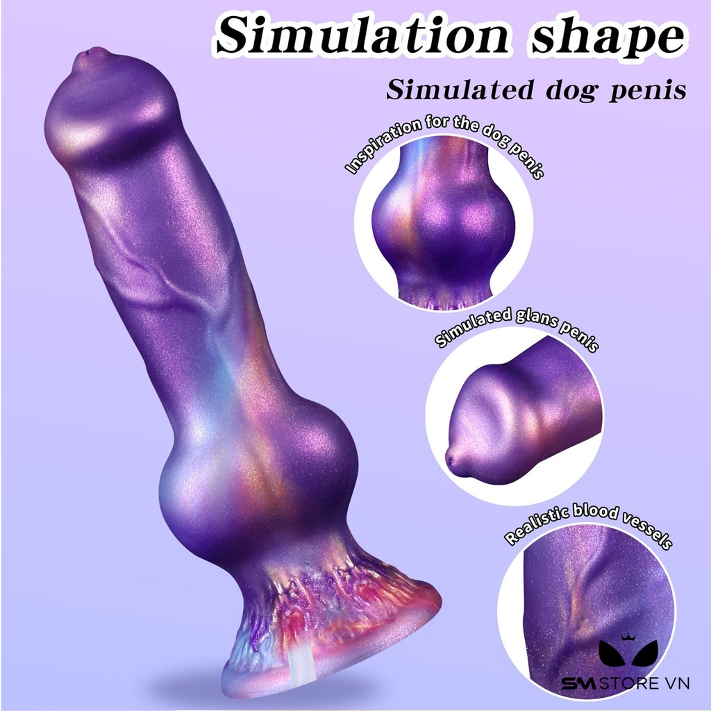 SMT2382 - Dương vật giả silicon mềm bắn tinh màu tím có 2 kích cỡ