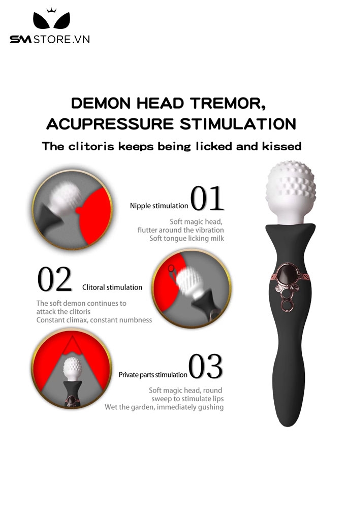 SMT1504 - Chày rung tình yêu đầu có gai silicon kích thích 3 điểm