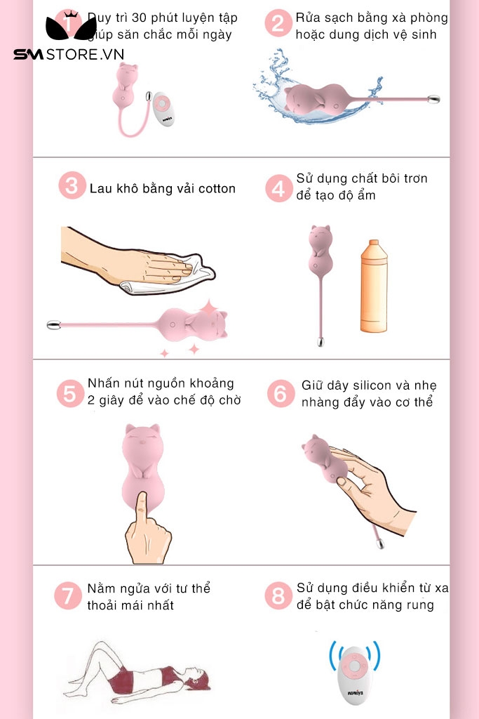SMT1048 - Trứng rung chuột hồng điều khiển từ xa với 3 cường độ mạnh