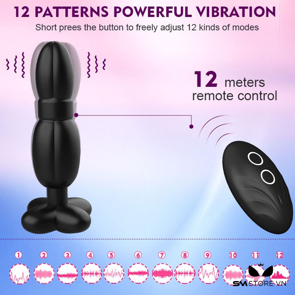 SMT1260 - Butt plug phích cắm hậu môn silicon có hoa dài 132mm