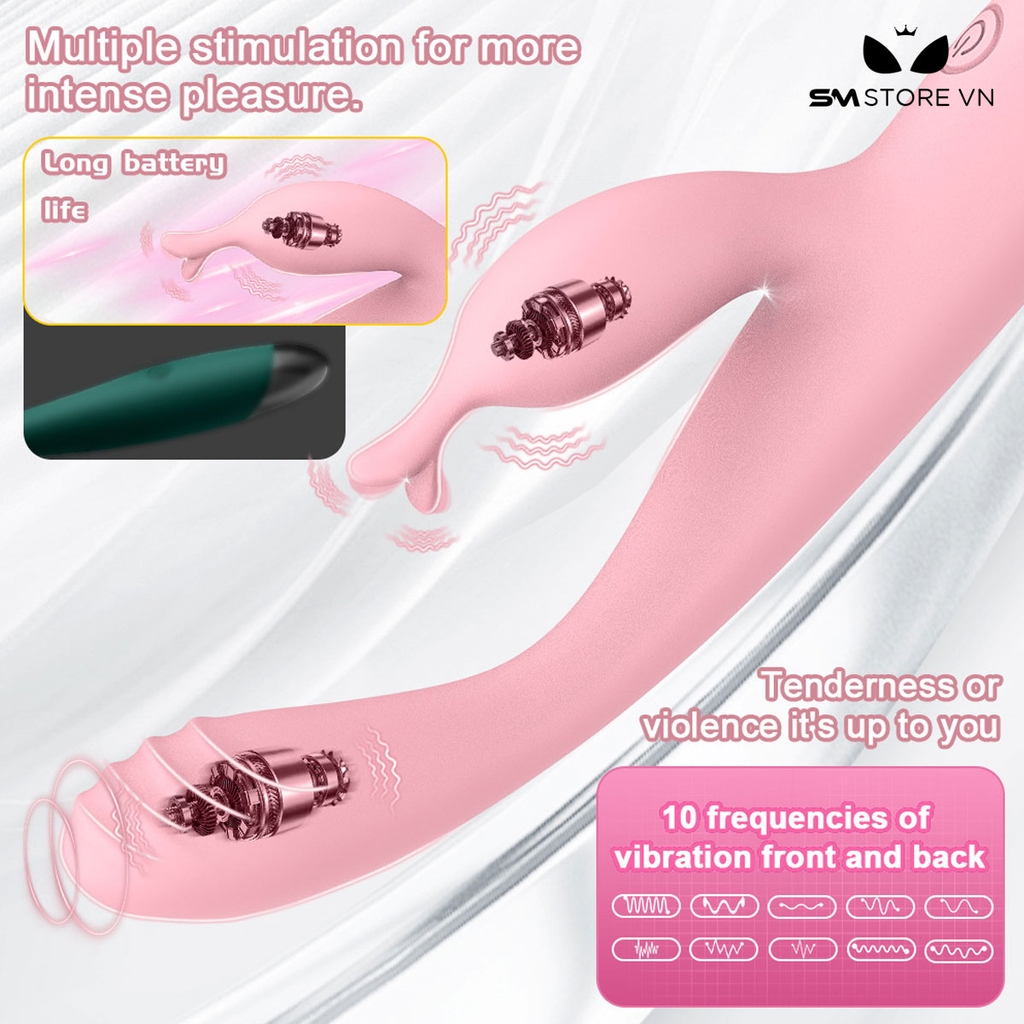 SMT2856 - Máy rung hai đầu silicon có 10 chế độ sạc điện dài 18cm