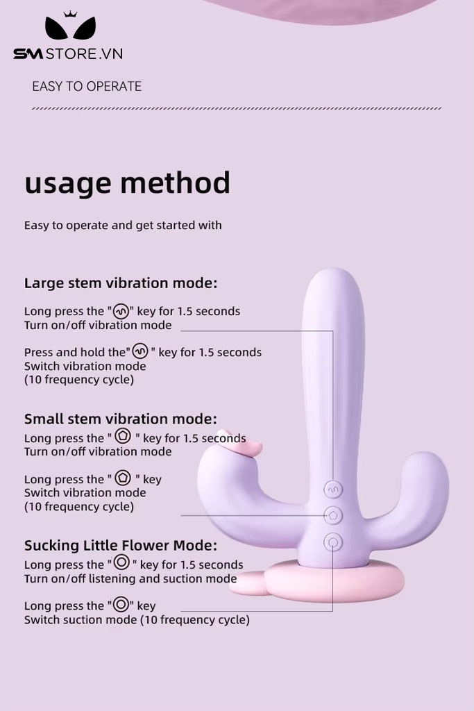 SMT1502 - Máy rung silicon 3 đầu Svakom ngụy trang cây xương rồng