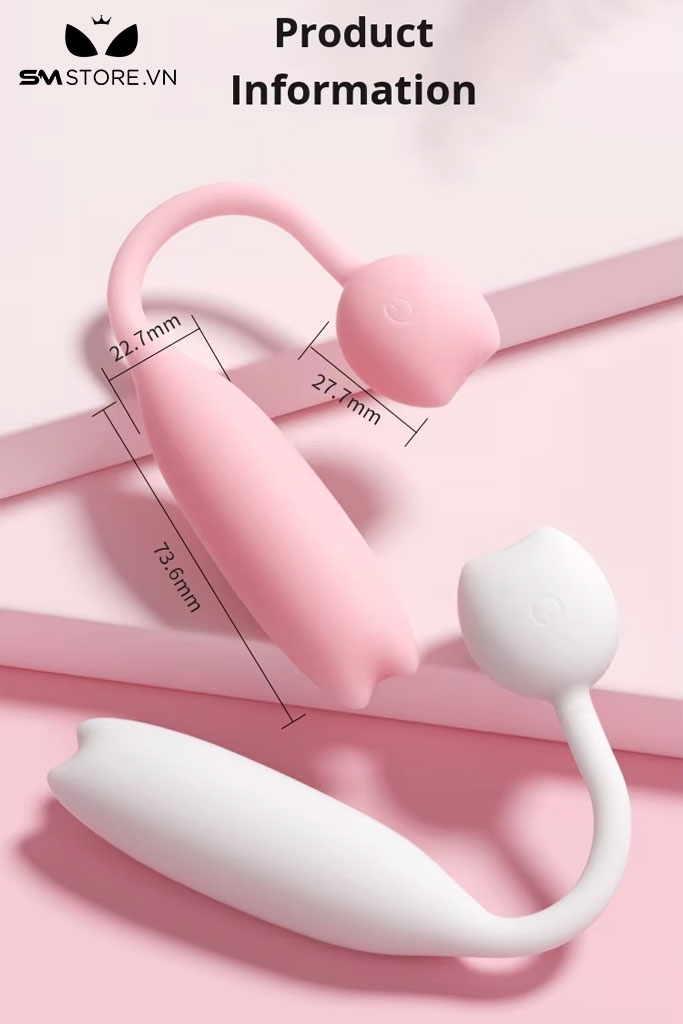 SMT1663 - Trứng rung 2 đầu điều khiển qua APP dùng sạc dài 76.3mm