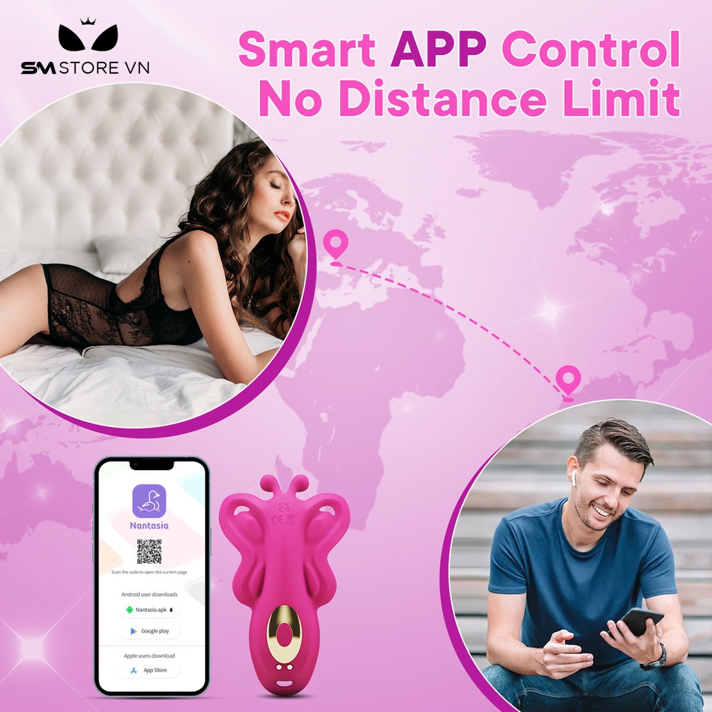 SMT1816 - Quần lót rung điều khiển qua APP hình con bướm dài 10cm