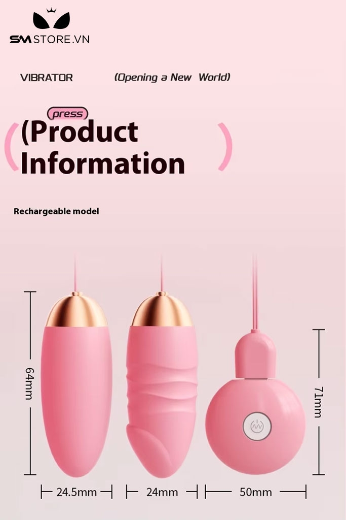 SMT1688 - Trứng rung 2 đầu silicon có 10 chế độ dài 64mm