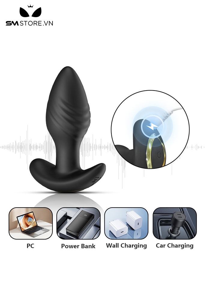SMT1026 - Butt plug xoắn ốc hậu môn rung ngoáy 360 độ điều khiển từ xa