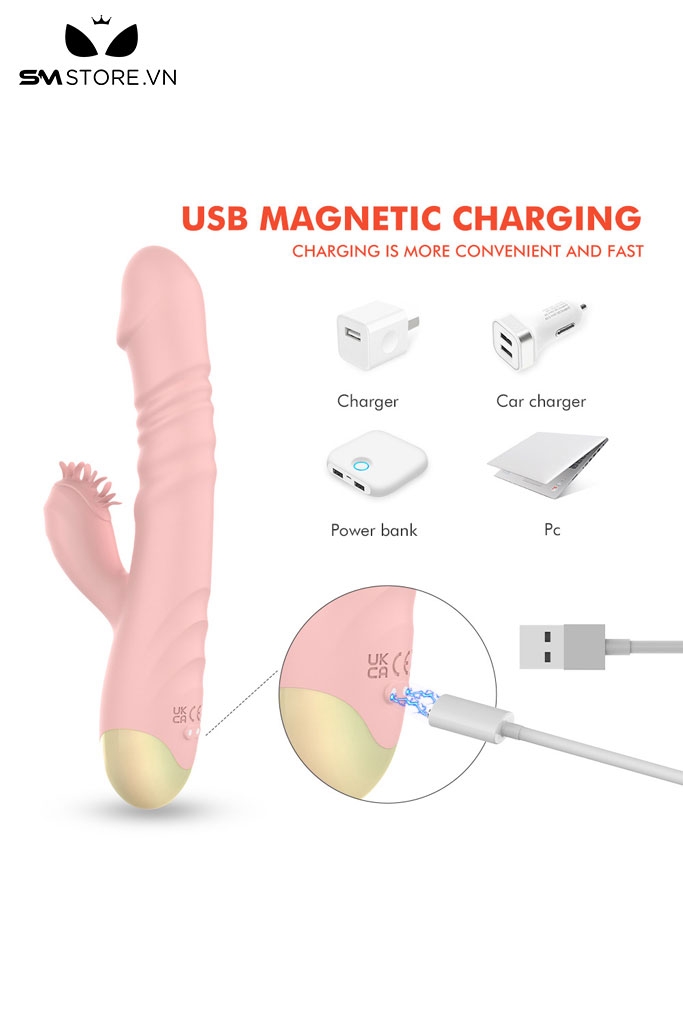 SMT2507 - Máy rung 2 đầu có 10 chế độ rung đầu dương vật sạc điện